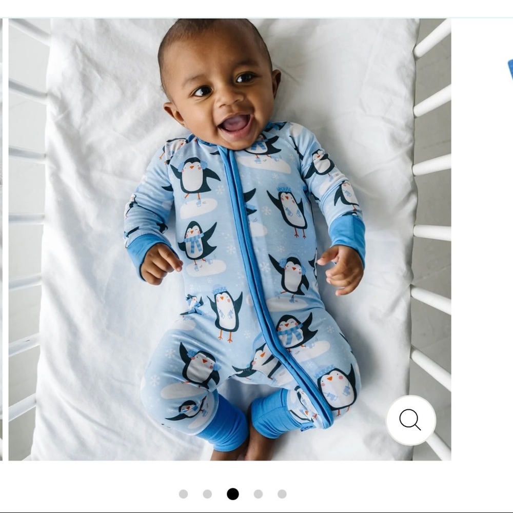 Like New Little Sleepies Bamboo Zippy Blue Ice Skating Penguins Jammies 6-12 mo